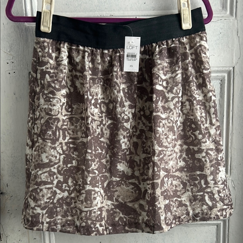 NWT LOFT Women's Black and Cream Mini Skirt XS